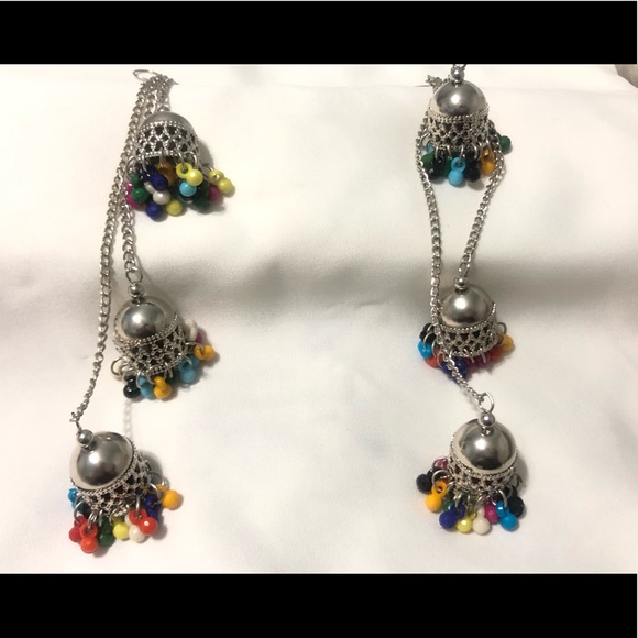 Indian/ Pakistani multicolor jumki earrings - Picture 2 of 6
